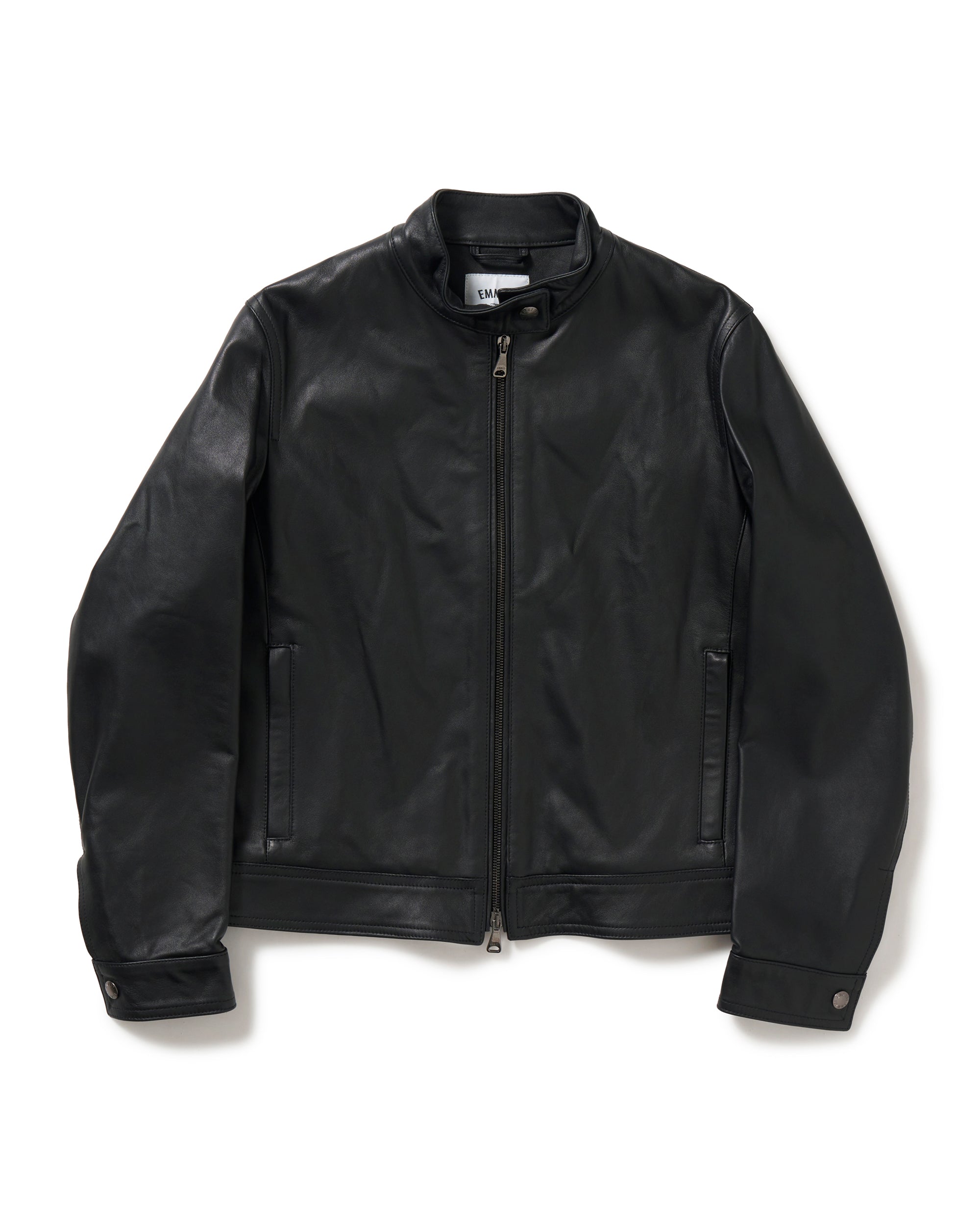 JURI DONNA（ユリ ドンナ） ガンメタルZIP ナッパチェラータ ラムレザーシングルライダース / ブラック