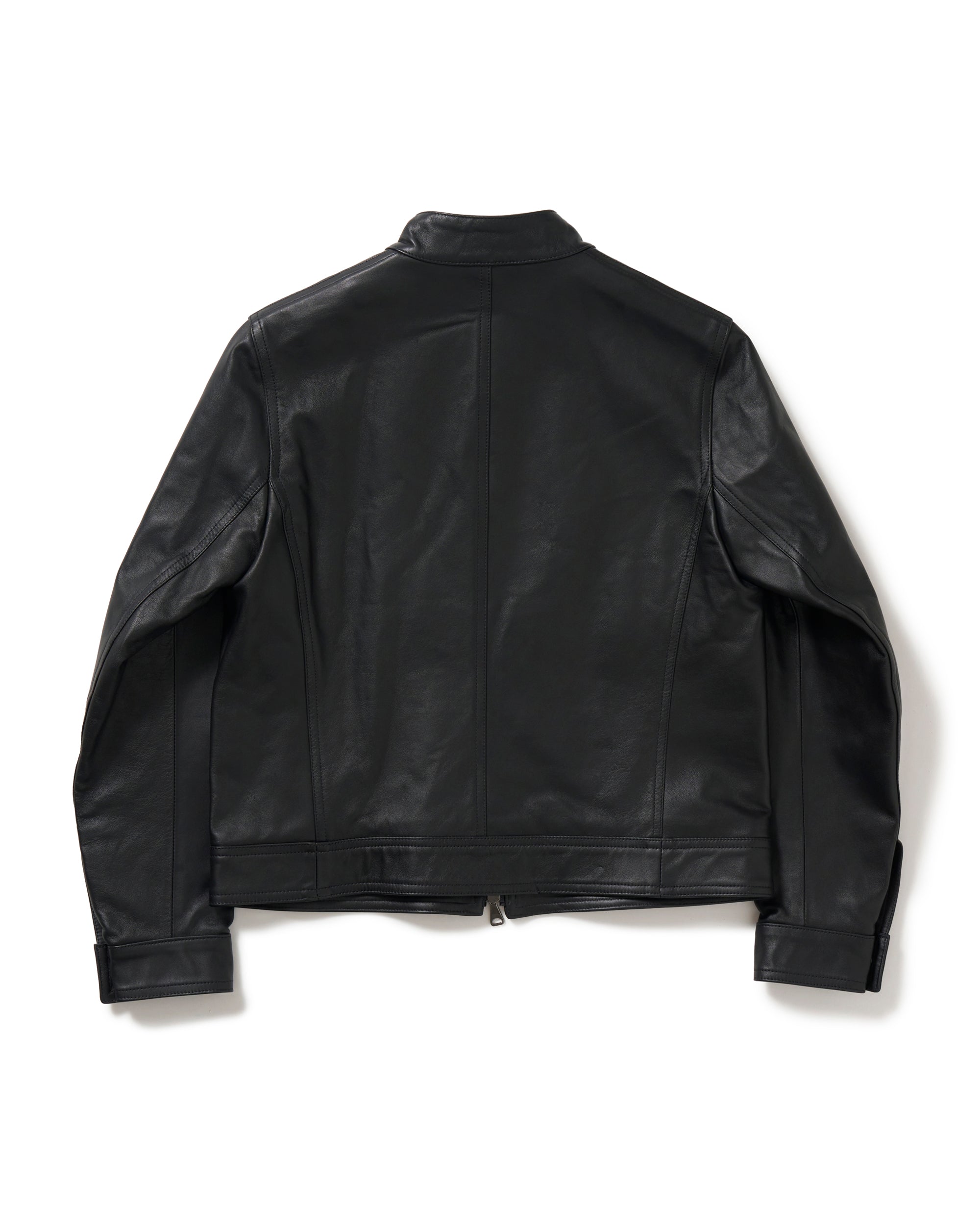 JURI DONNA（ユリ ドンナ） ガンメタルZIP ナッパチェラータ ラムレザーシングルライダース / ブラック