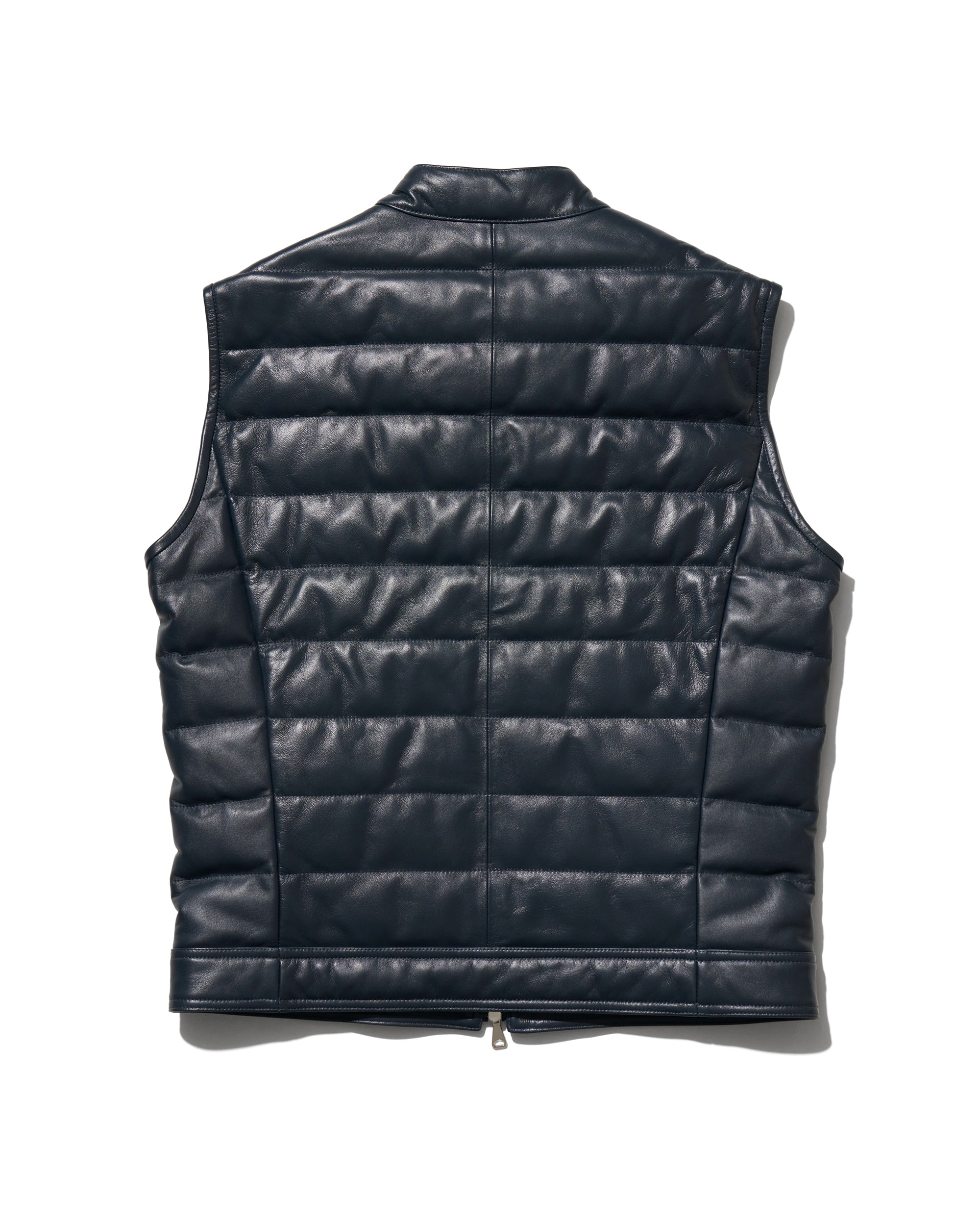 JURI D.VEST（ユリ ダウンベスト） シルバーZIP ラムレザーナッパ / ダークネイビー