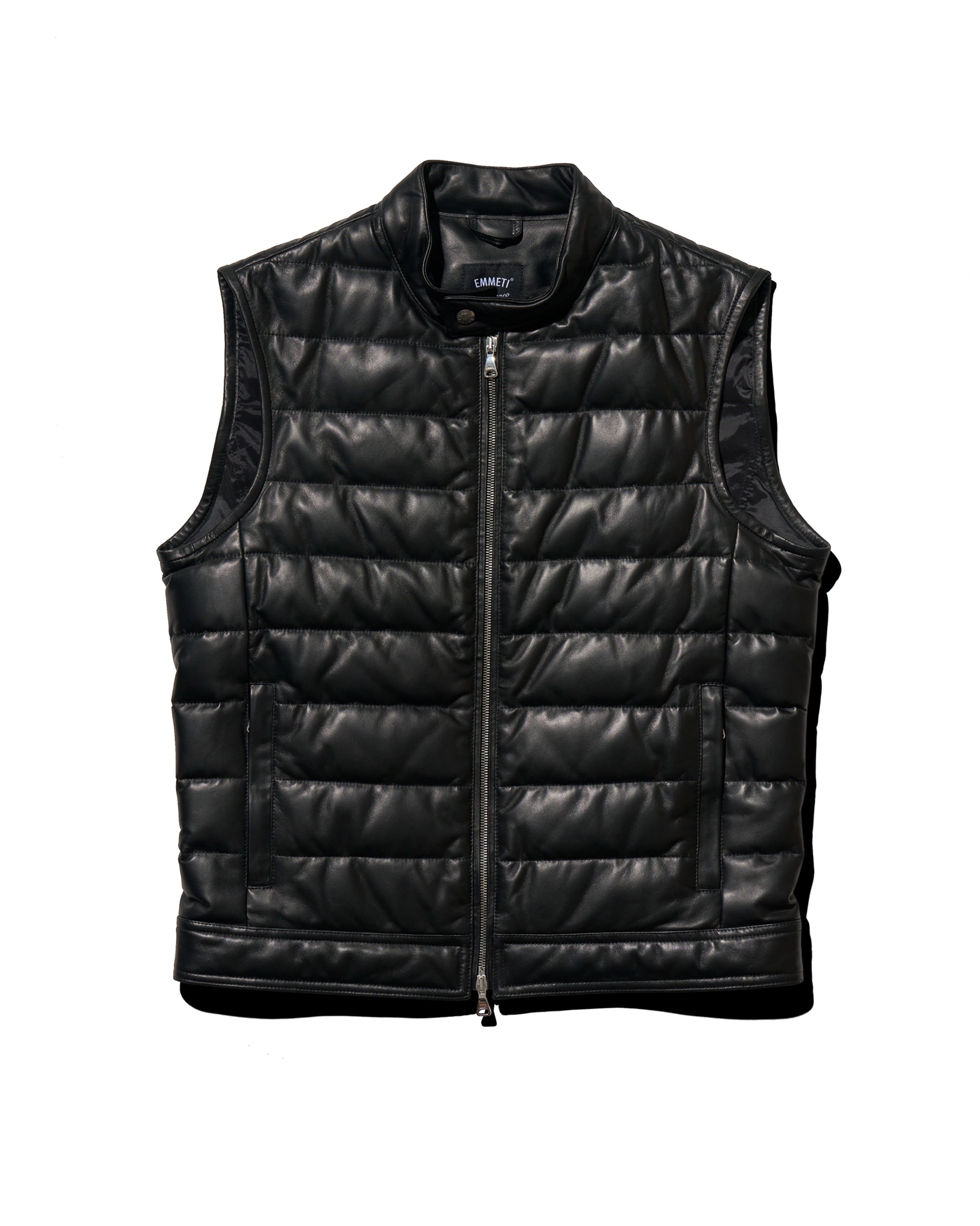 JURI D.VEST（ユリ ダウンベスト） シルバーZIP ラムレザーナッパ / ブラック