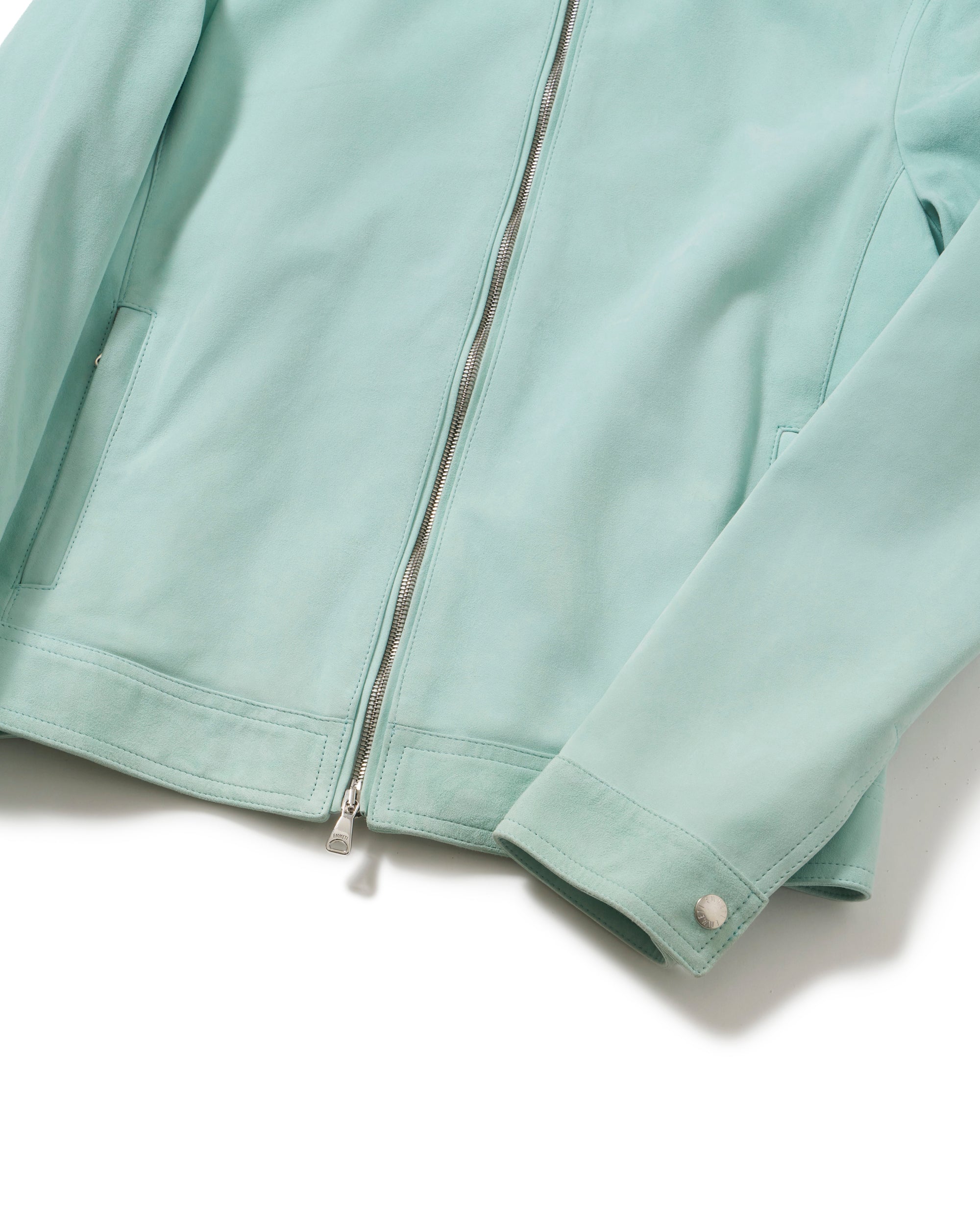 JURI（ユリ） シルバーZIP ゴートスエード シングルライダース / ペールブルー