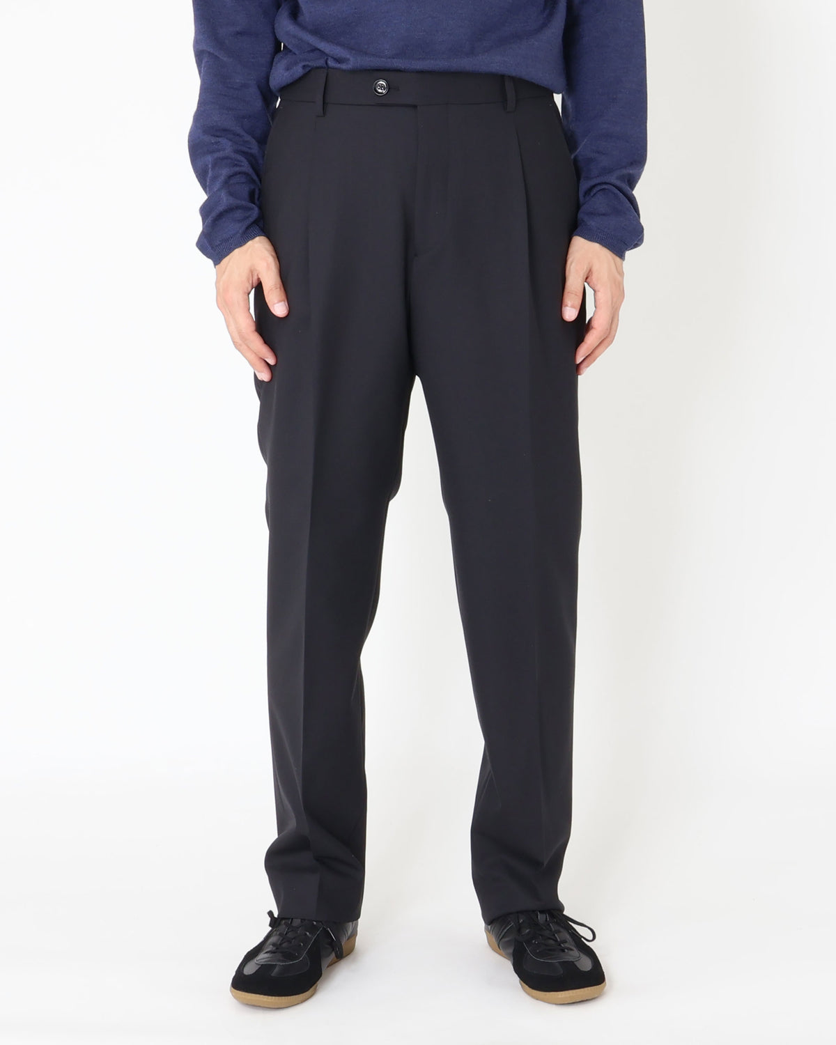 SANDY Pantaloni con 1 pince in misto lana / Nero