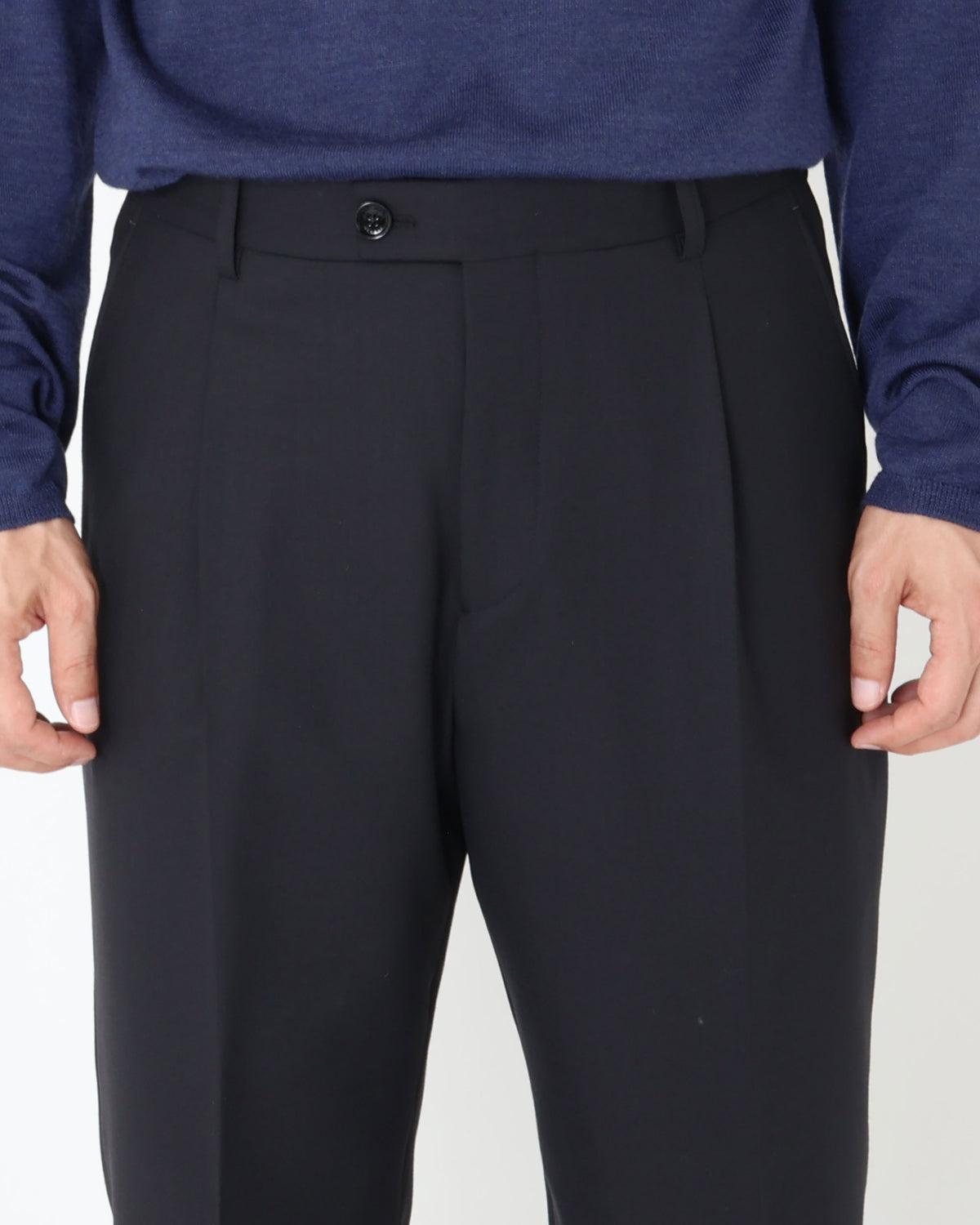 SANDY Pantaloni con 1 pince in misto lana / Nero