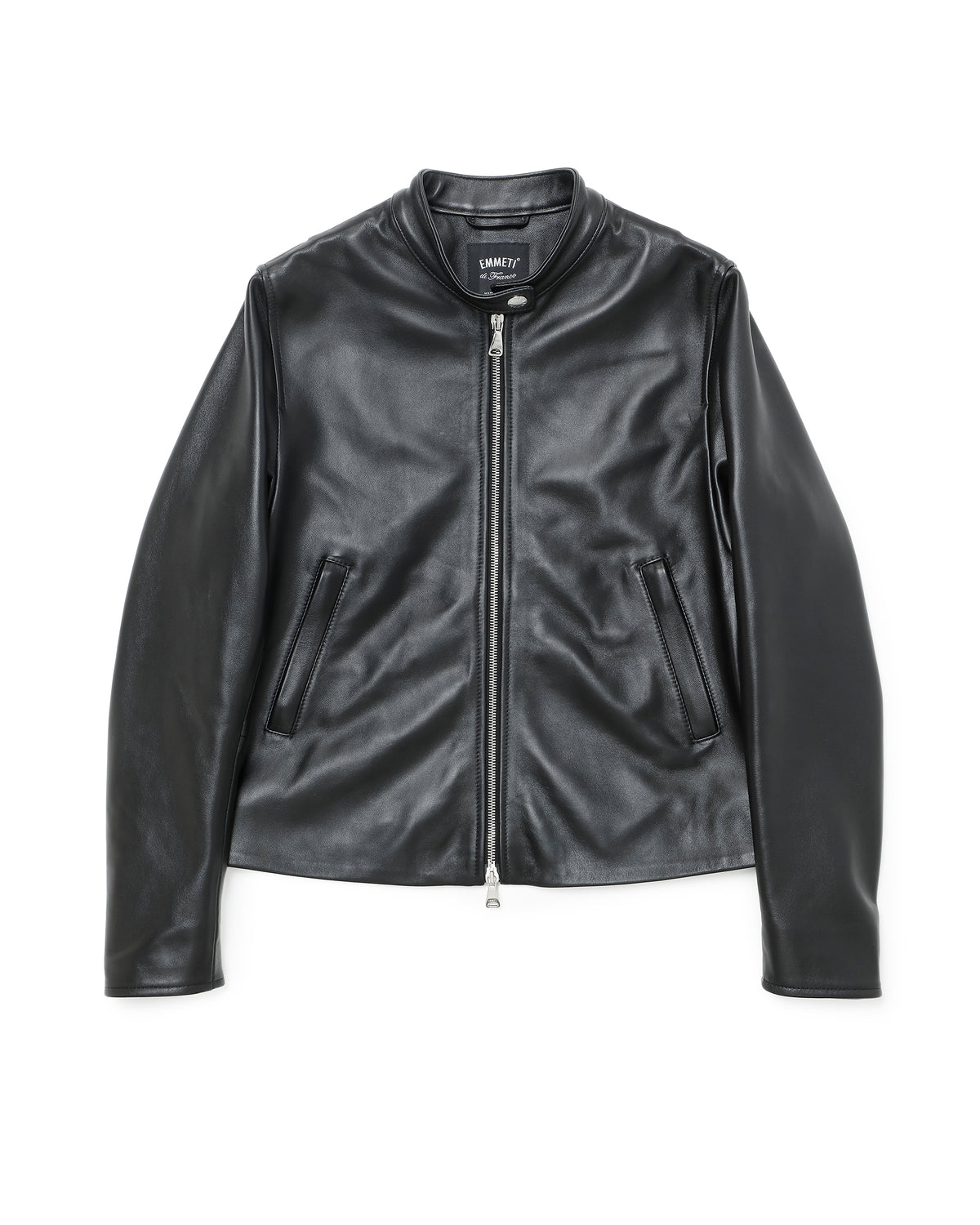FAI Silver Zip Nappa Cerata Lamb Leather Single Riders / Black