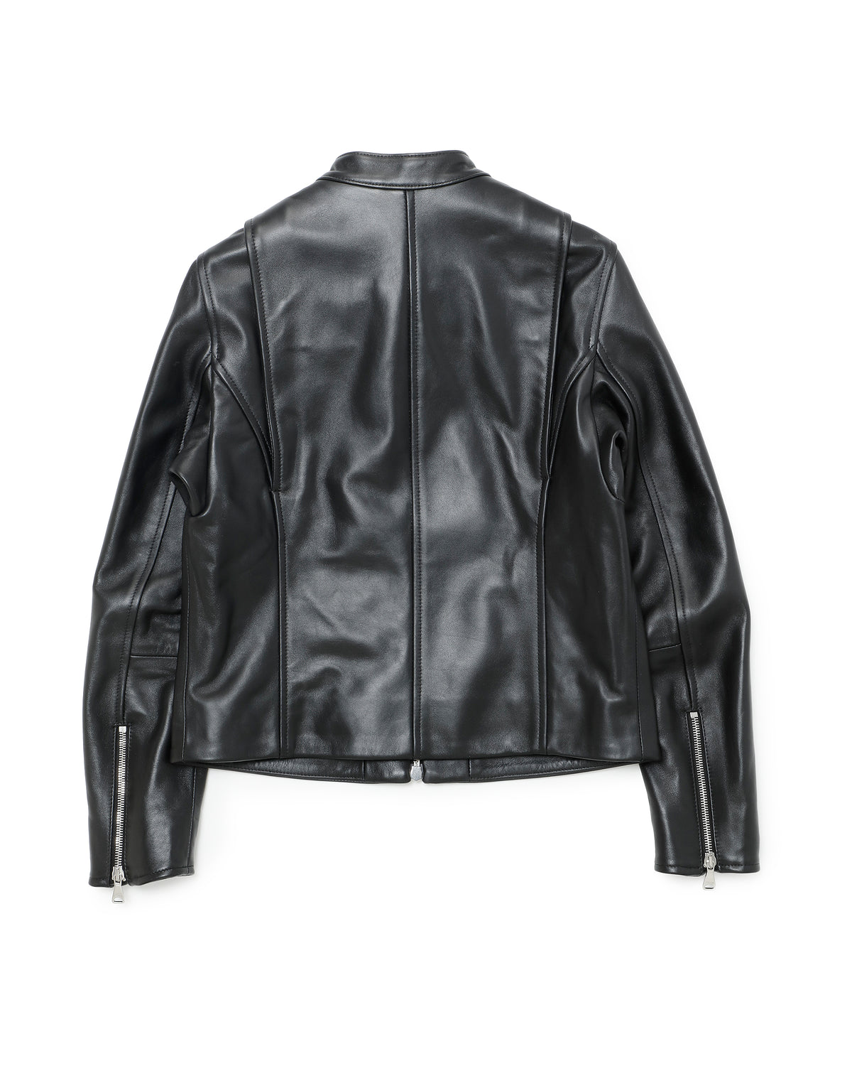 FAI Silver Zip Nappa Cerata Lamb Leather Single Riders / Black