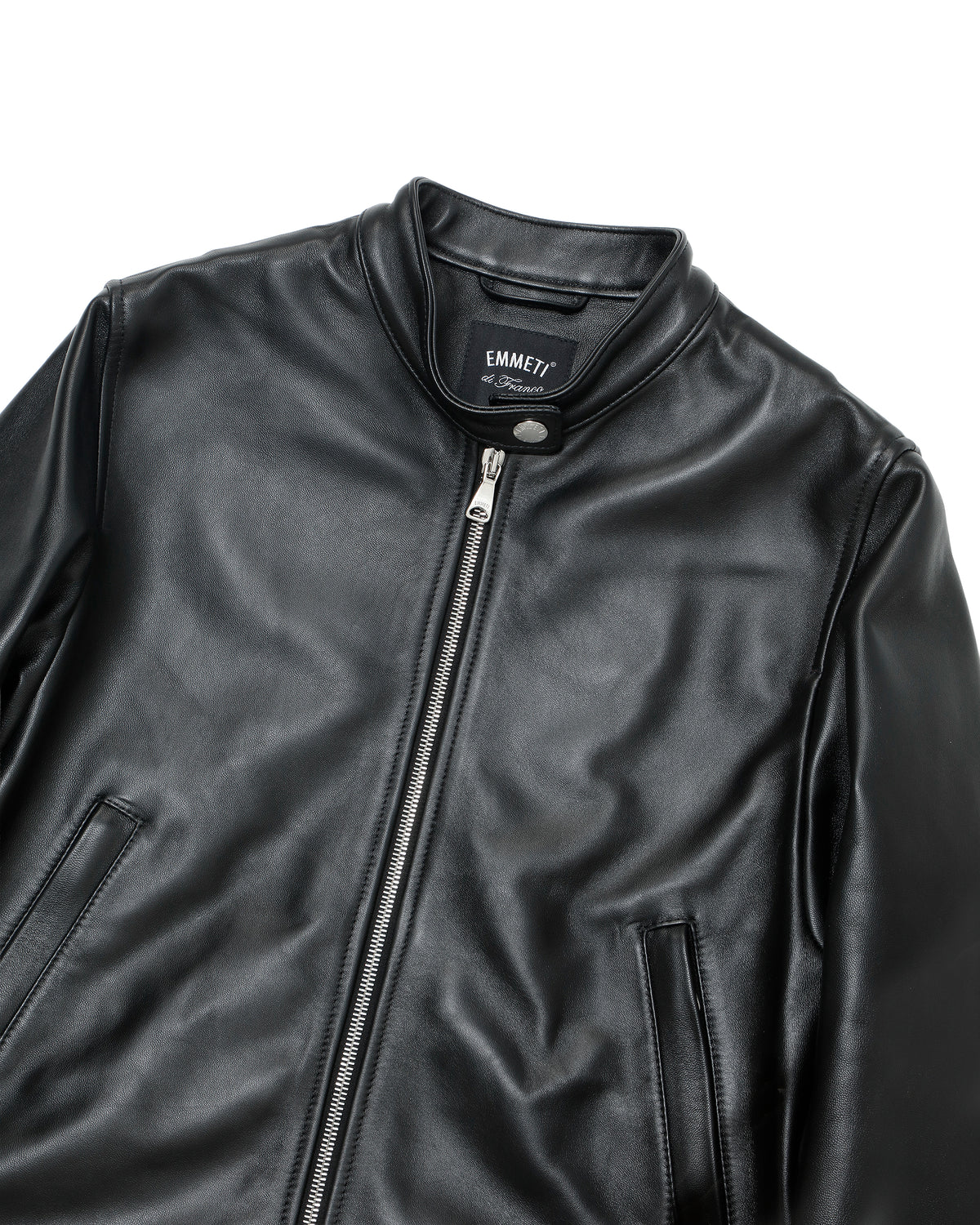 FAI Silver Zip Nappa Cerata Lamb Leather Single Riders / Black