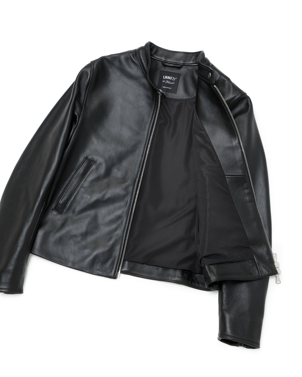 FAI Silver Zip Nappa Cerata Lamb Leather Single Riders / Black