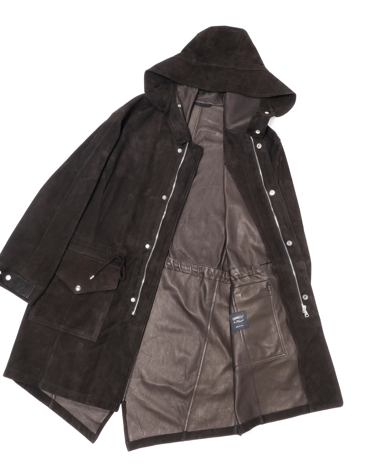 FOCUS（フォーカス） シルバーZIP SPレザー スエードモッズコート / ブラック