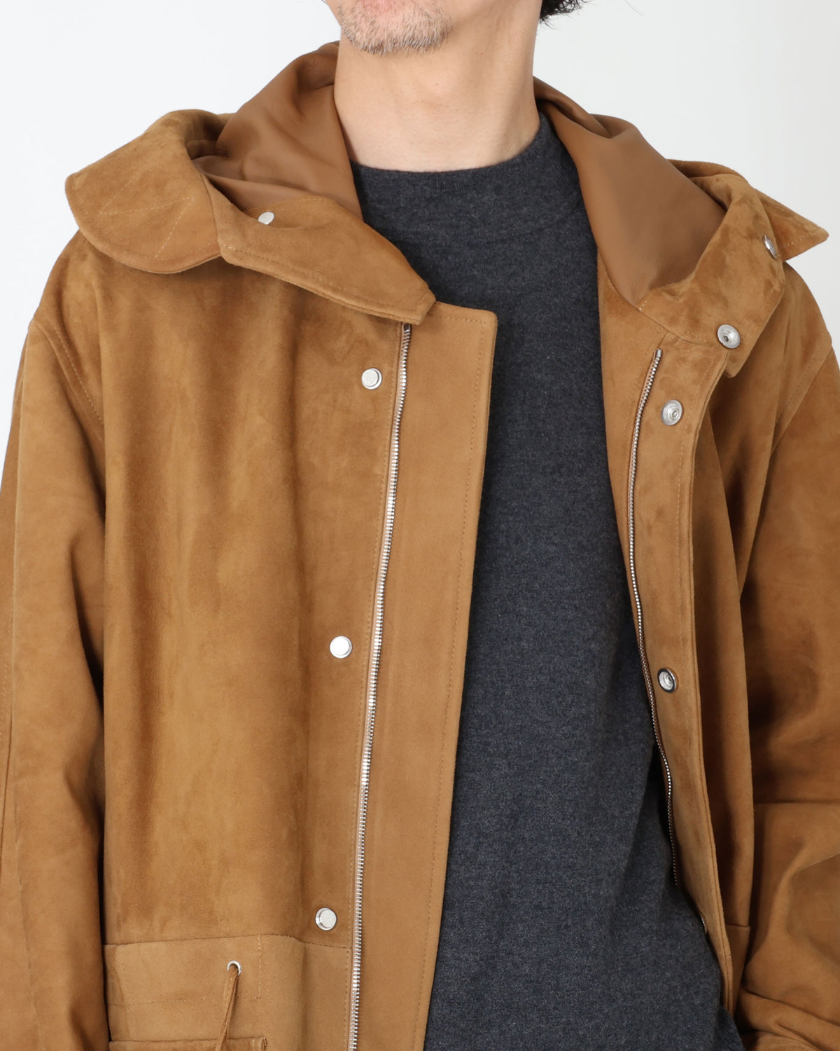FOCUS（フォーカス） シルバーZIP SPレザー スエードモッズコート / キャメル