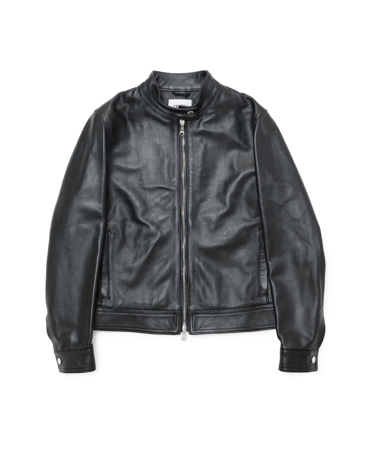 JURI DONNA (ユリ ドンナ) Giubbotto biker singolo in nappa cerata, pelle di agnello, con zip argento / Nero