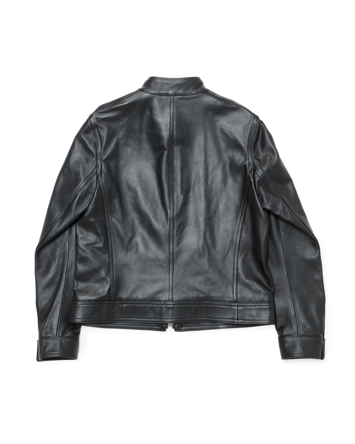 JURI DONNA (ユリ ドンナ) Giubbotto biker singolo in nappa cerata, pelle di agnello, con zip argento / Nero