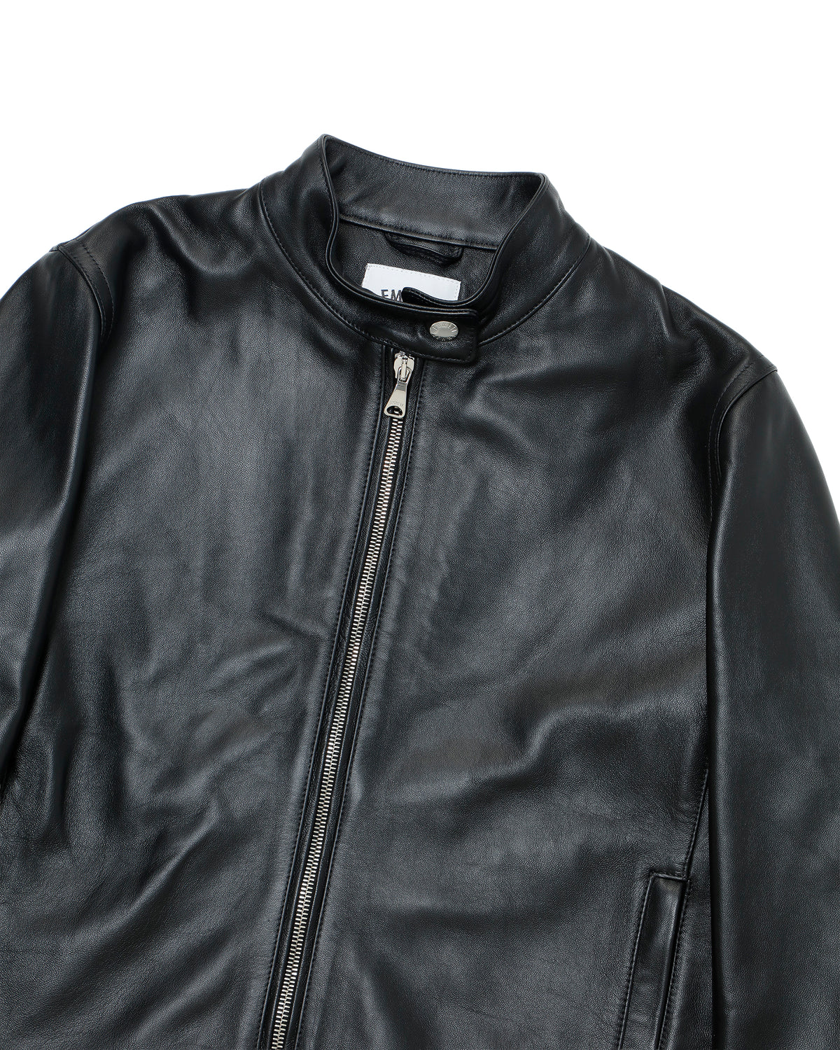 JURI DONNA (ユリ ドンナ) Giubbotto biker singolo in nappa cerata, pelle di agnello, con zip argento / Nero