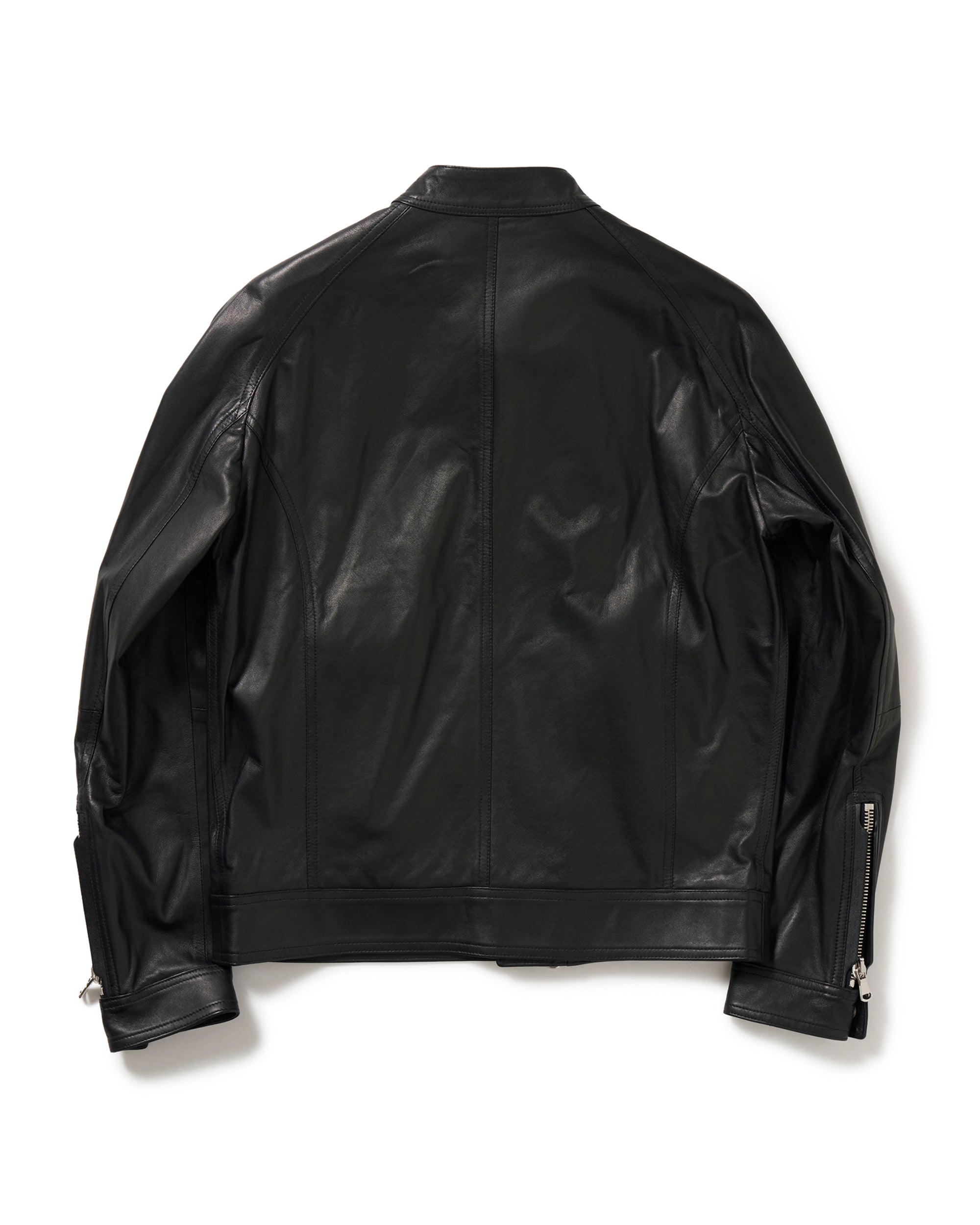 TEO（テオ）シルバーZIP ナッパシルクラムレザー セミダブルライダース / ブラック