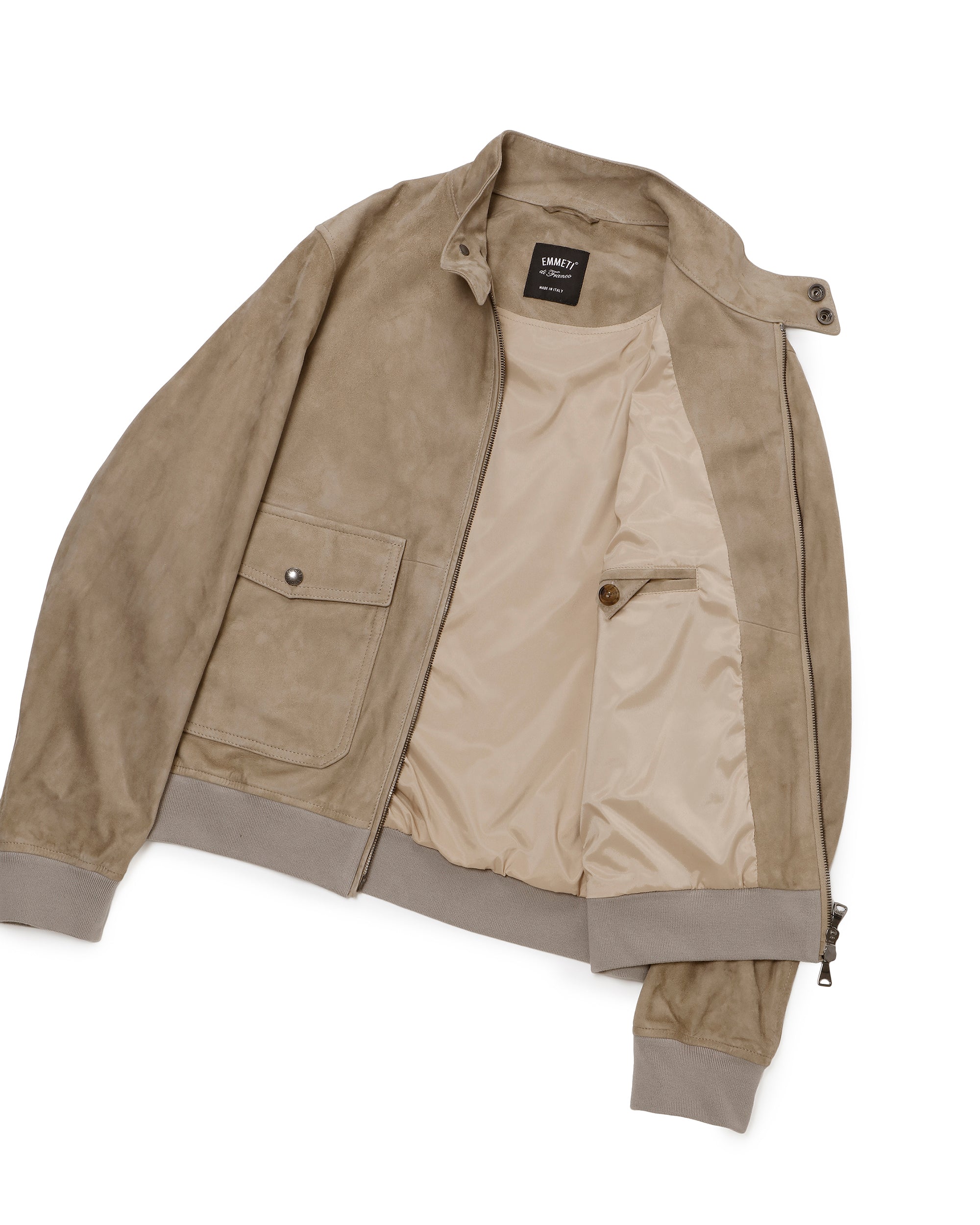 GREYSON (Greyson) Giacca in pelle scamosciata di agnello con zip color canna di fucile / Talpa