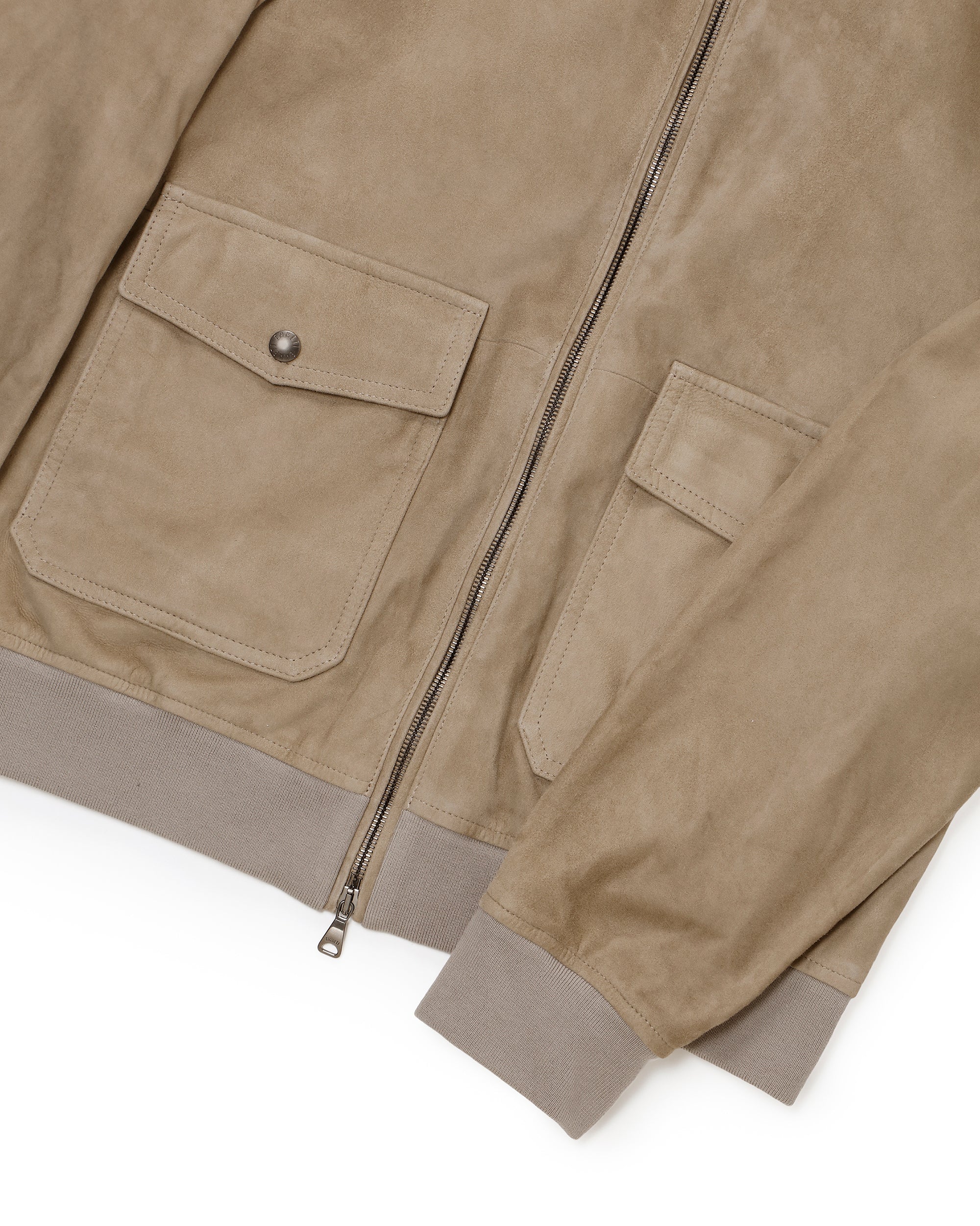 GREYSON (Greyson) Giacca in pelle scamosciata di agnello con zip color canna di fucile / Talpa