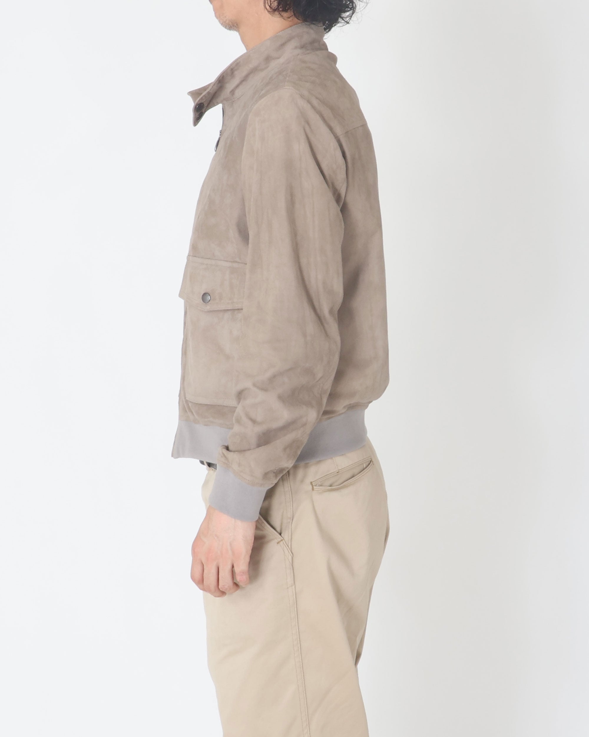 GREYSON (Greyson) Giacca in pelle scamosciata di agnello con zip color canna di fucile / Talpa