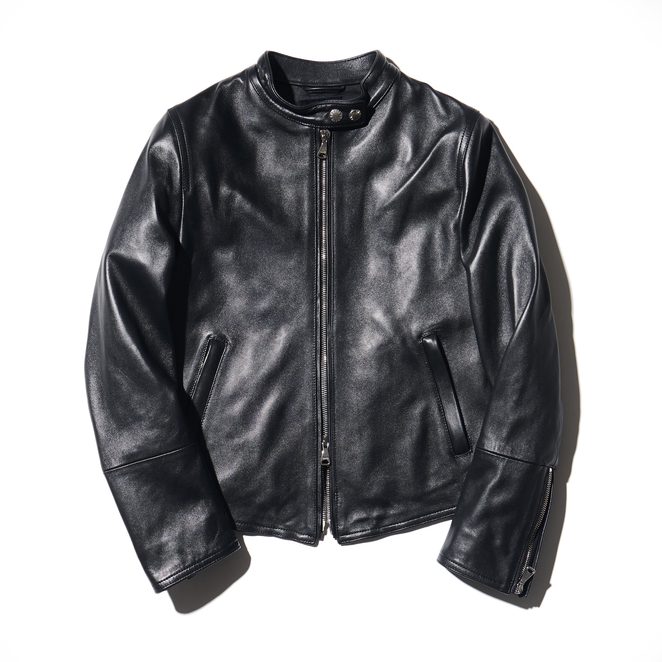 H DONNA（アッカドンナ）シルバーZIP ナッパチェラータ ラムレザーシングルライダース